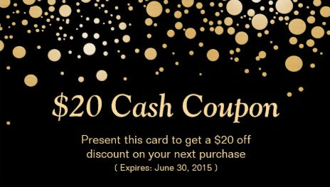 Editable business card coupons