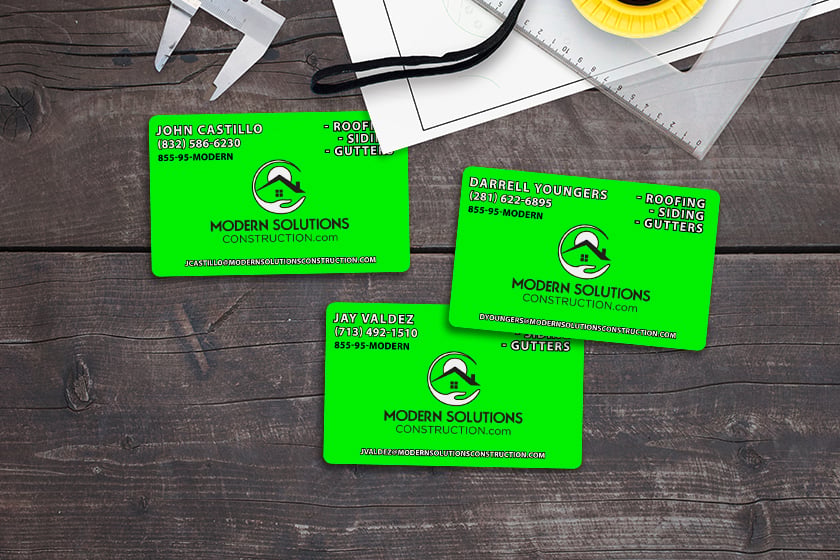 Metal construction business cards