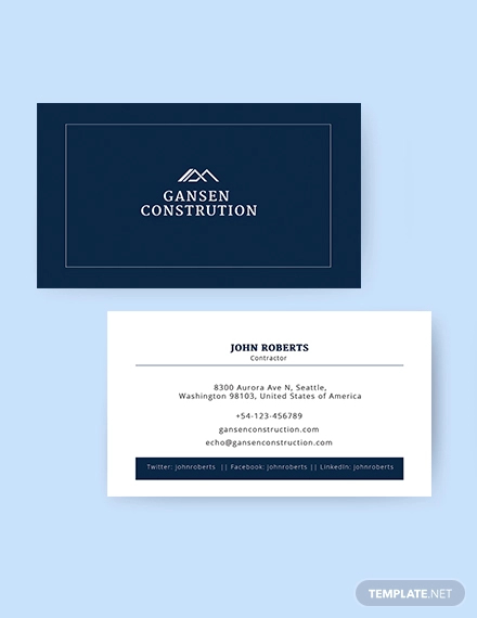 Plastic construction business cards