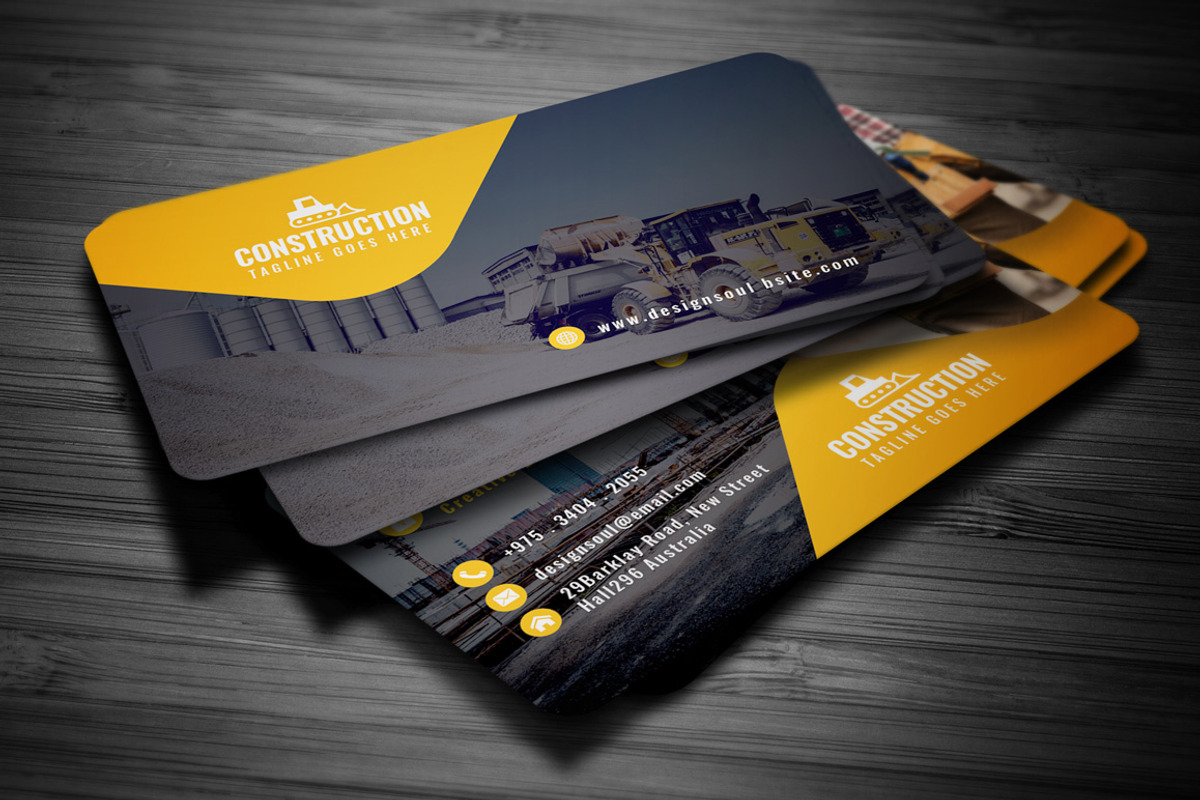 Minimalist construction business cards
