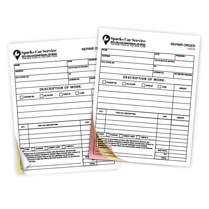 3-part carbonless forms printing