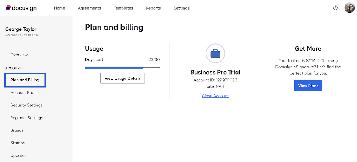docusign free trial no credit card
