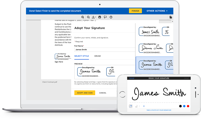 Docusign mobile signing