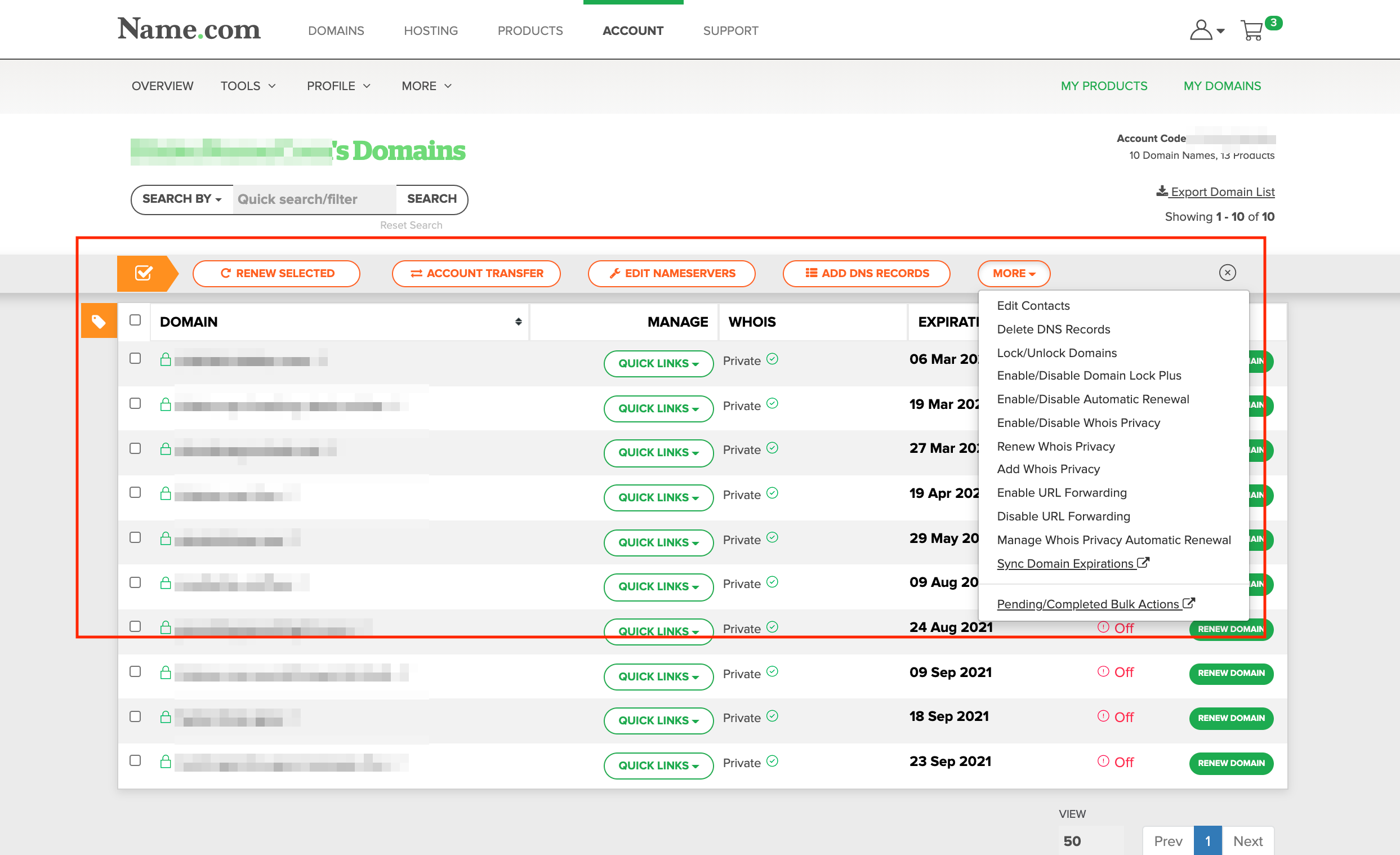 bulk domain registration