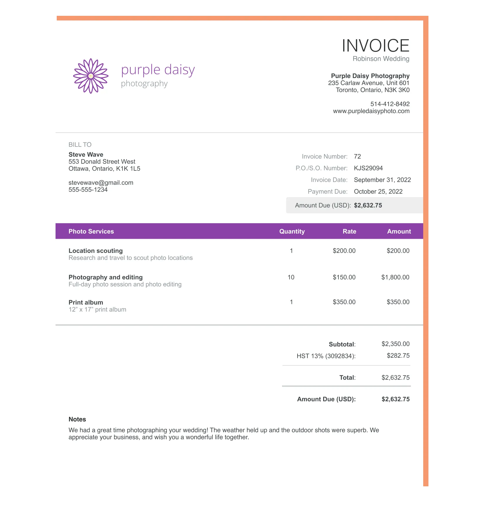 create professional invoices