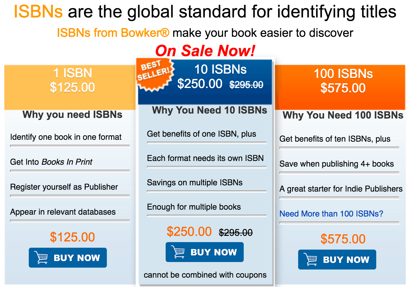 paid ISBN pricing