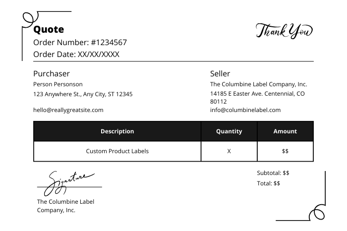 industrial label quote