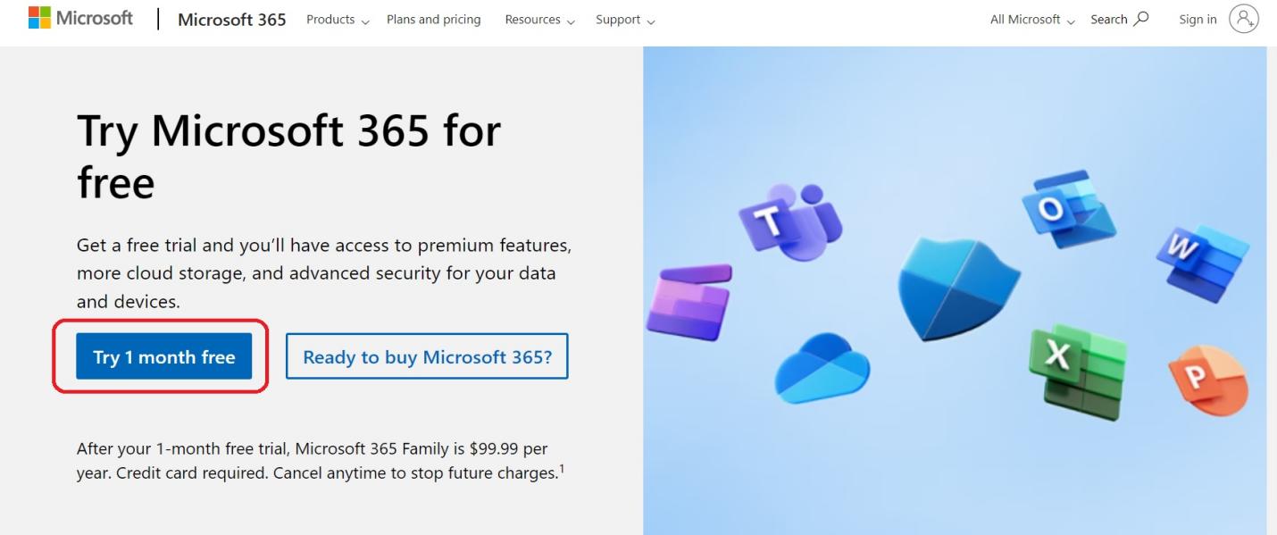 Try Microsoft 365 for free