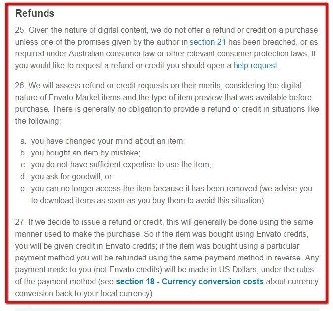 ThemeForest customer support refunds