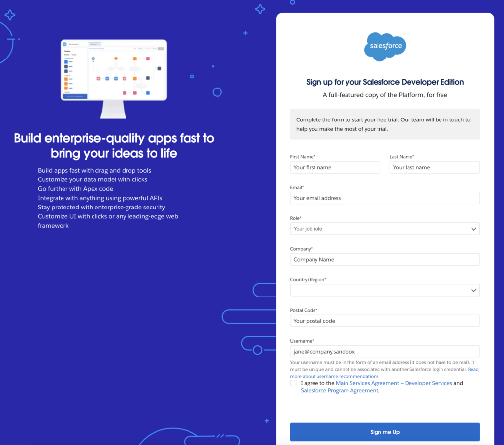 Salesforce DE org