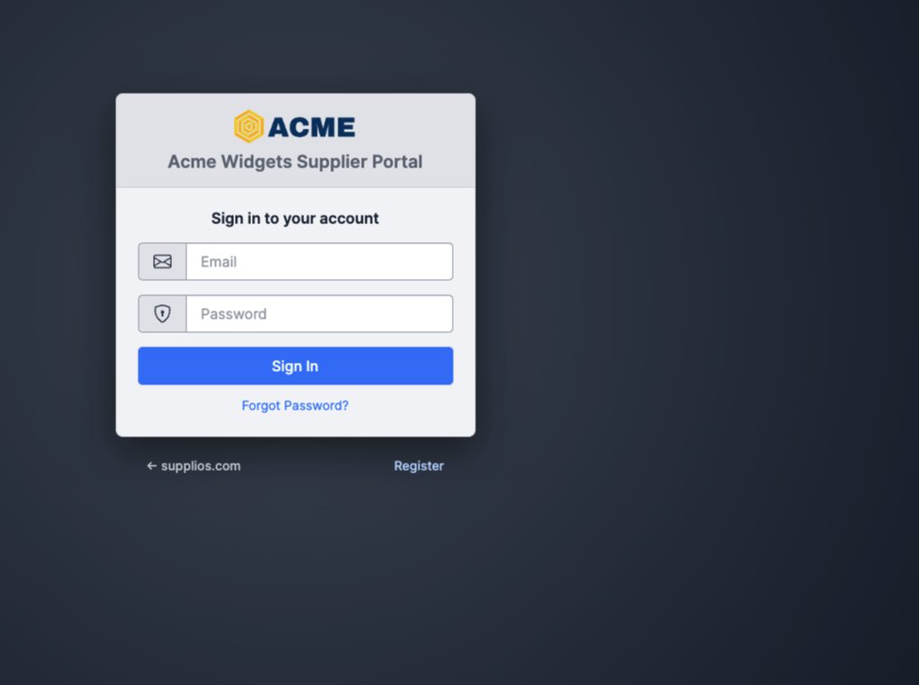 third party supplier portal access
