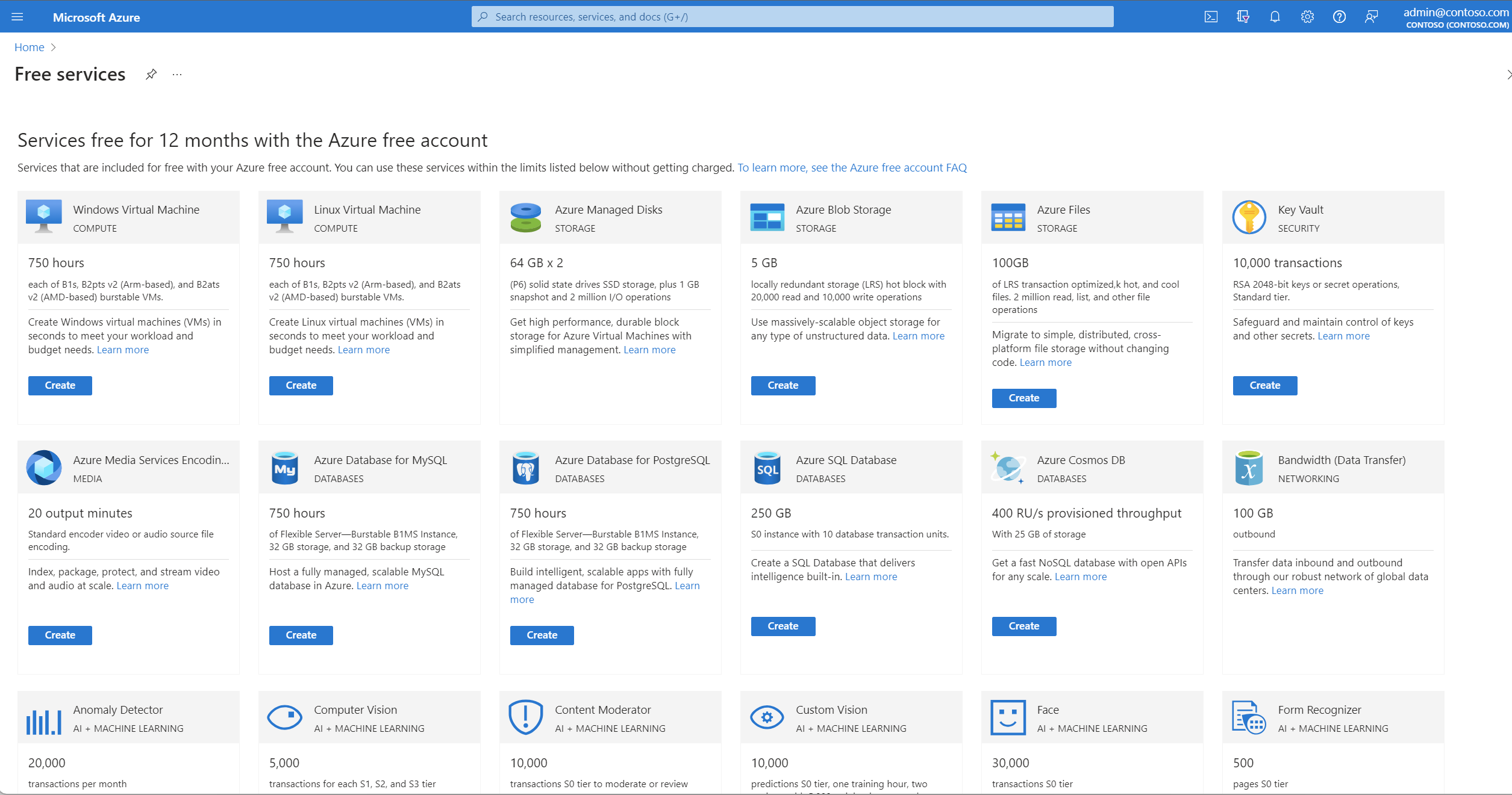 Azure trial period