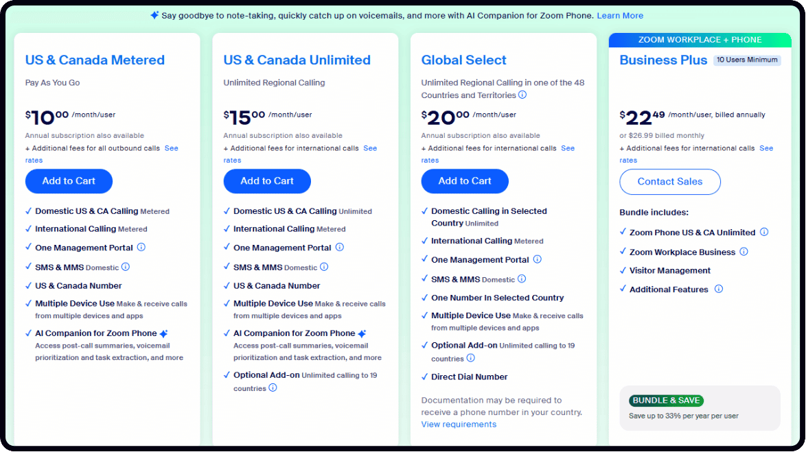 Zoom subscription costs